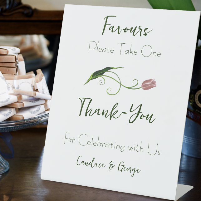 Elegant Blush Pink Minimalist Tulip Wedding Favors Pedestal Sign (Creator Uploaded)