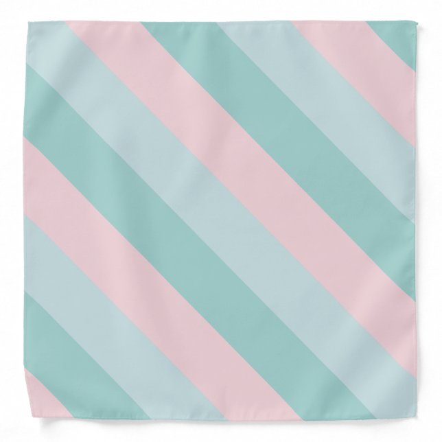 Elegant Blush Pink Mint Green Stripes Template Bandana (Front)
