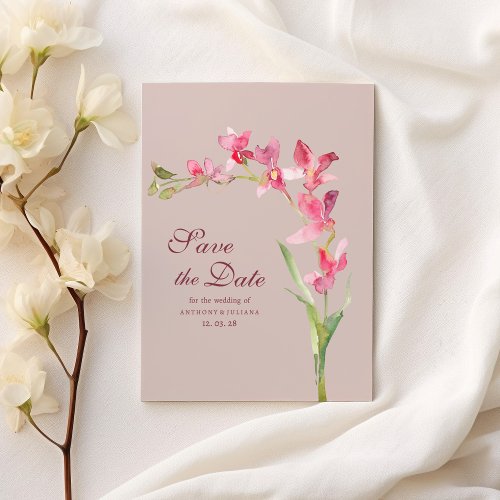 Elegant blush pink mint orchid Save the Date Invitation