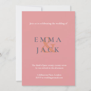 Elegant Blush Pink Modern ampersand wedding Invitation