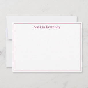Elegant Blush Pink Modern Border Personalized Note Card