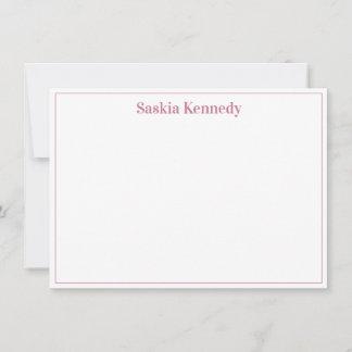 Elegant Blush Pink Modern Border Personalized Note Card