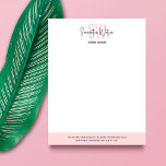 Elegant Blush Pink Modern Business Logo Monogram Letterhead<br><div class="desc">Create elegant branded letterheads with your name with this fully editable company letterhead design. Featuring feminine blush pink and white design with space for your monogram or logo as well as your contact details and address,  an easy way to make stylish letterheads for your business.</div>