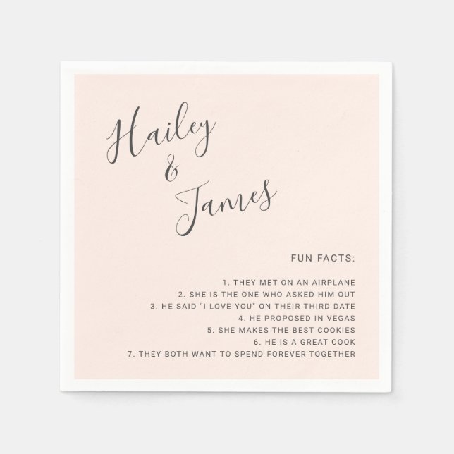 Elegant Blush Pink Modern Wedding Napkins (Front)