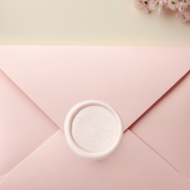 Elegant Blush Pink Monogram Cursive Wedding Wax Seal Stamp (Creator Uploaded)