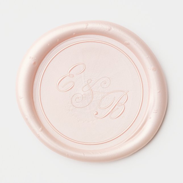 Elegant Blush Pink Monogram Initial  Wax Seal Sticker (Front)