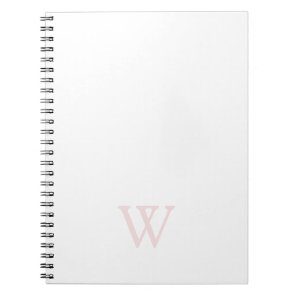 Elegant Blush Pink Monogram Initial White Notebook