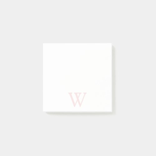 Elegant Blush Pink Monogram Initial White Post_it Notes