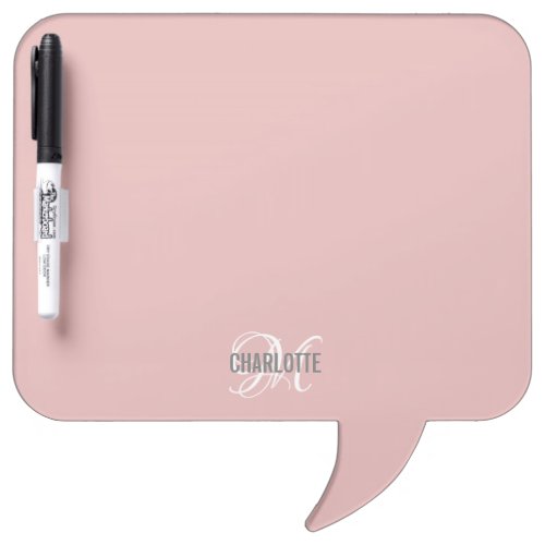 Elegant blush pink monogram name dry erase board