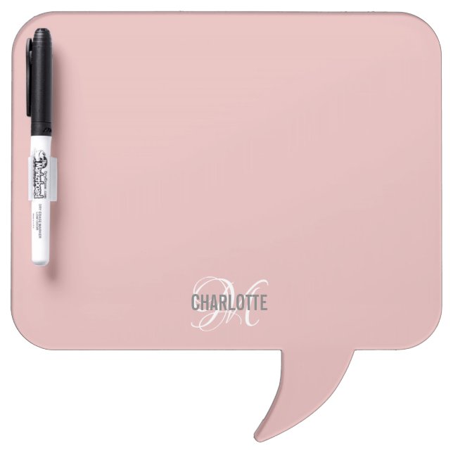 Elegant blush pink monogram name dry erase board (Front)
