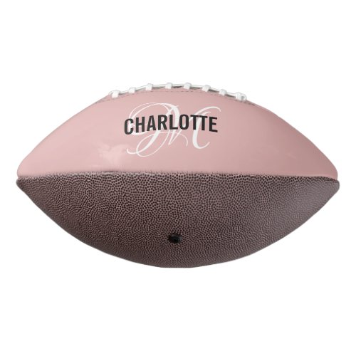 Elegant blush pink monogram name football