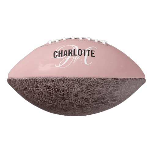 Elegant blush pink monogram name football