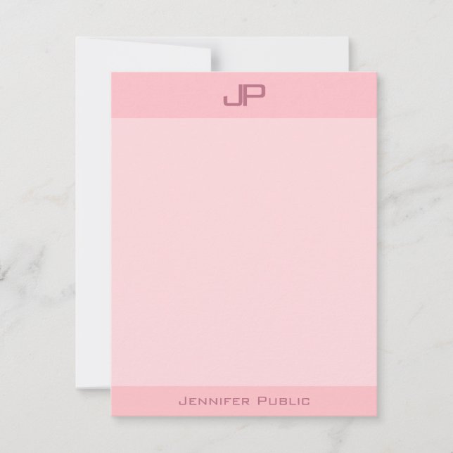 Elegant Blush Pink Monogram Simple Modern Template (Front)