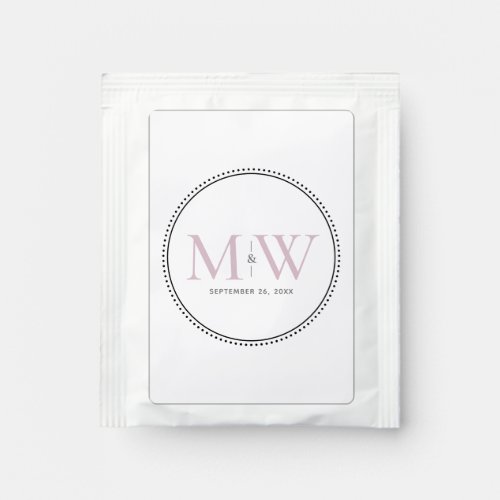 Elegant Blush Pink Monogram Wedding Favor Tea Bag Drink Mix
