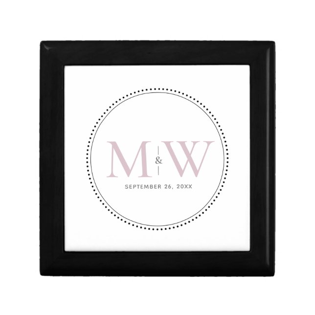 Elegant Blush Pink Monogram Wedding Gift Box (Front)