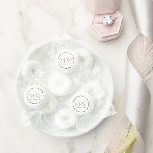 Elegant Blush Pink Monogram Wedding Life Saver Mints