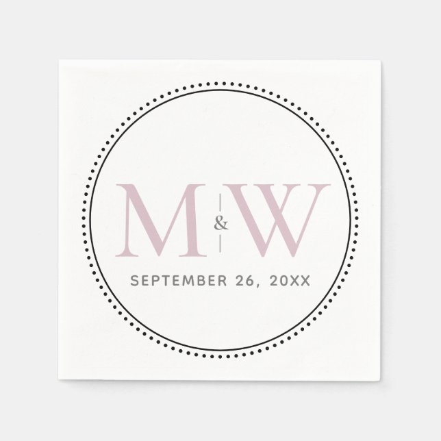 Elegant Blush Pink Monogram Wedding Napkins (Front)
