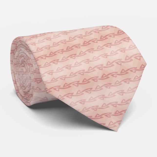 Elegant Blush Pink Motif Striped Neck Tie (Rolled)