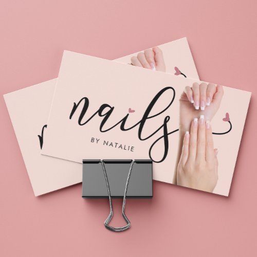 Elegant Blush Pink Nail Technician Chic Business Card