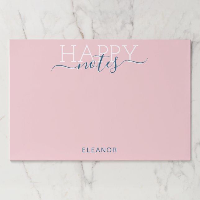 Elegant blush pink name paper pad (Front)