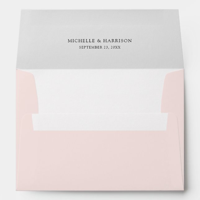 Elegant Blush Pink Names Date Wedding Envelope (Back (Bottom))
