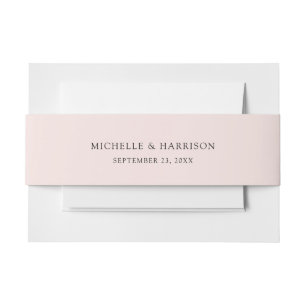 Elegant Blush Pink Names Date Wedding Invitation Belly Band