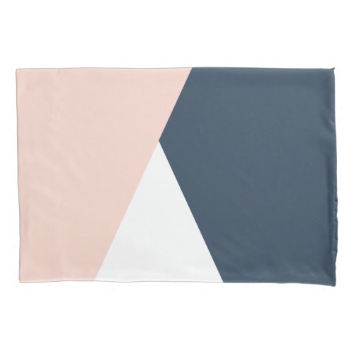 Elegant blush pink  navy blue geometric triangles pillow case