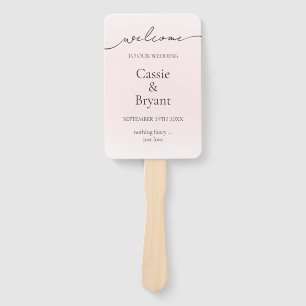 Elegant Blush Pink Ombre Modern Wedding Program Hand Fan