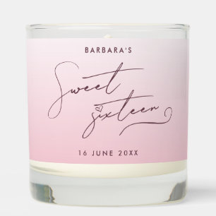 Elegant Blush Pink Ombre Script Sweet Sixteen Scented Candle
