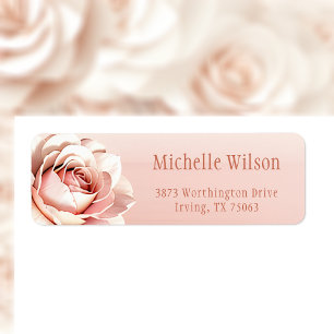 Elegant Blush Pink on Rose Gold Return Address Label