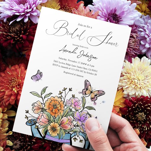 Elegant Blush Pink Orange Garden Butterfly Floral Invitation