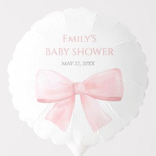 Elegant Blush Pink Pastel Bow Girl Baby Shower Balloon
