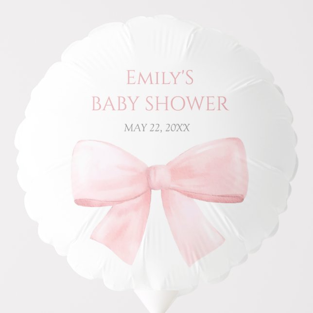 Elegant Blush Pink Pastel Bow Girl Baby Shower Balloon (Front)