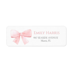 Elegant Blush Pink Pastel Bow Girl Baby Shower  Label