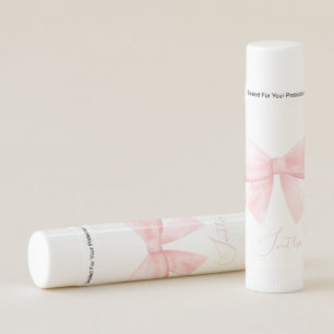 Elegant Blush Pink Pastel Bow Girl Baby Shower Lip Balm
