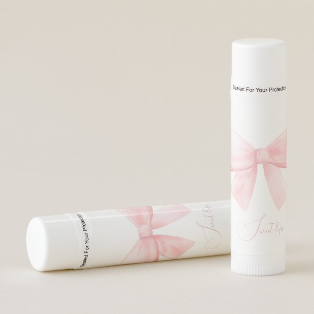 Elegant Blush Pink Pastel Bow Girl Baby Shower Lip Balm (Front)