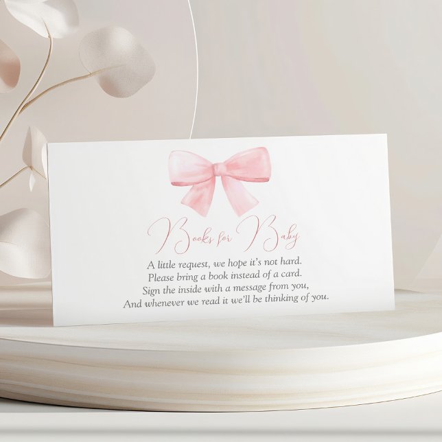 Elegant Blush Pink Pastel Bow Girl Books for Baby Enclosure Card (Creator Uploaded)