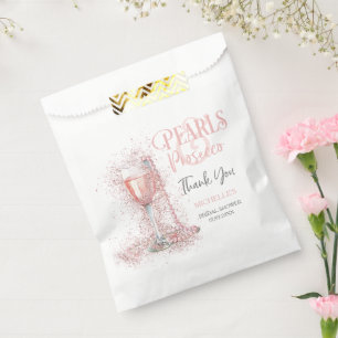 Elegant Blush Pink Pearls and Prosecco Thank You Favor Bag