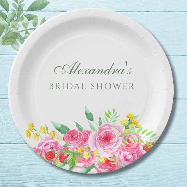Elegant Blush Pink Peony Bridal Shower Paper Plates (Creator Uploaded)
