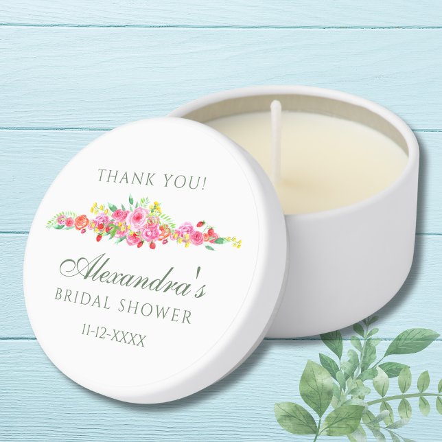 Elegant Blush Pink Peony Bridal Shower Thank You Mini Candle Favors (Creator Uploaded)