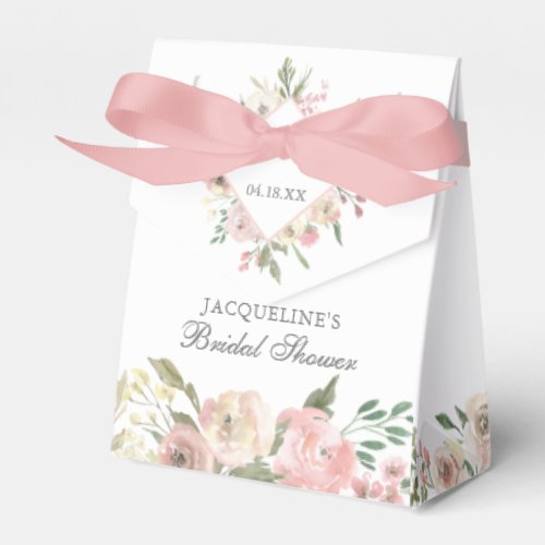 Elegant Blush Pink Peony Floral Bridal Shower Favor Boxes