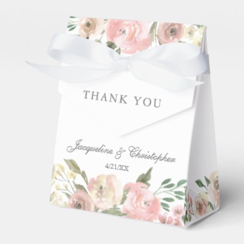 Elegant Blush Pink Peony Floral Garden Wedding Favor Boxes