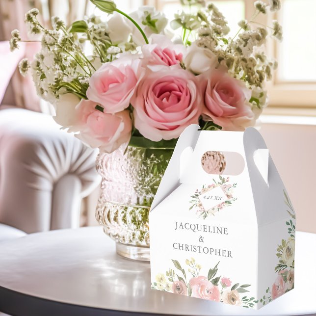 Elegant Blush Pink Peony Floral Garden Wedding Favor Boxes (Creator Uploaded)