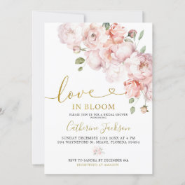 Elegant Blush Pink Peony Floral Love in Bloom Invitation