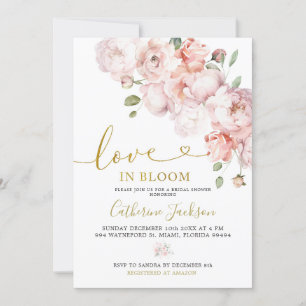 Elegant Blush Pink Peony Floral Love in Bloom Invitation