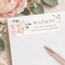 Elegant Blush Pink Peony Floral Return Address