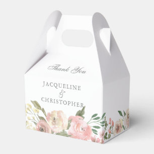 Elegant Blush Pink Peony Floral Spring Wedding Favor Boxes