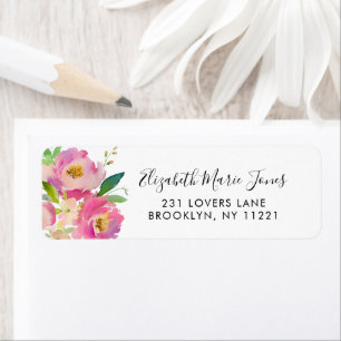 Elegant Blush Pink Peony Floral Watercolor Label