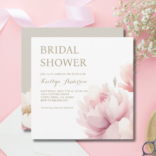 Elegant Blush Pink Peony Garden Bridal Shower Invitation