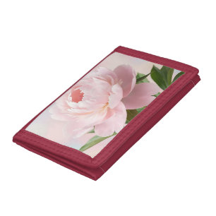 Elegant Blush Pink Peony Realistic Floral Trifold Wallet